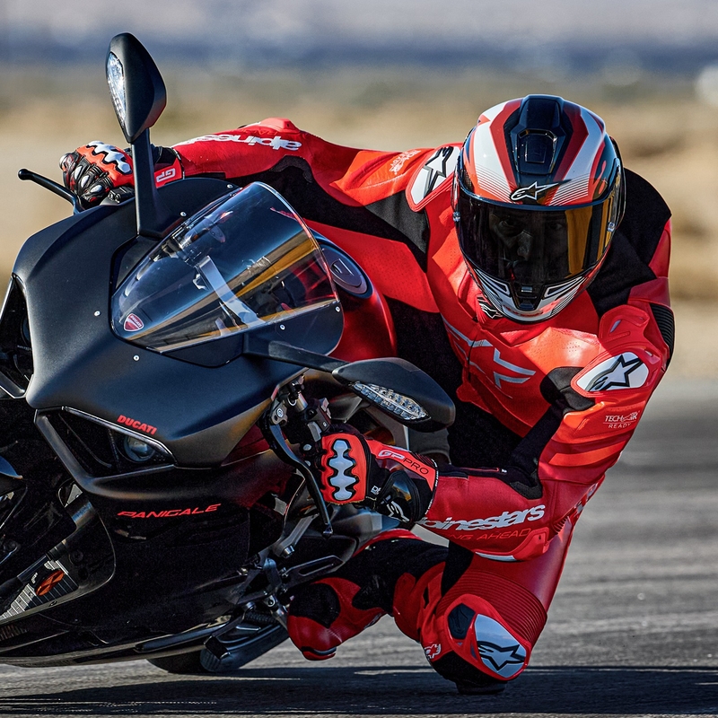 Alpinestars GP Plus V4 Sprint Eendelig Leren Motorpak, Tech-Air Compatibel, Fluo Rood-Rood-Wit-Zwart