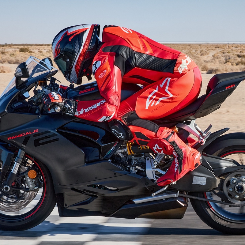 Alpinestars GP Plus V4 Sprint Eendelig Leren Motorpak, Tech-Air Compatibel, Fluo Rood-Rood-Wit-Zwart
