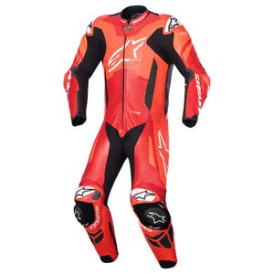 Alpinestars GP Plus V4 Sprint Eendelig Leren Motorpak, Tech-Air Compatibel, Fluo Rood-Rood-Wit-Zwart