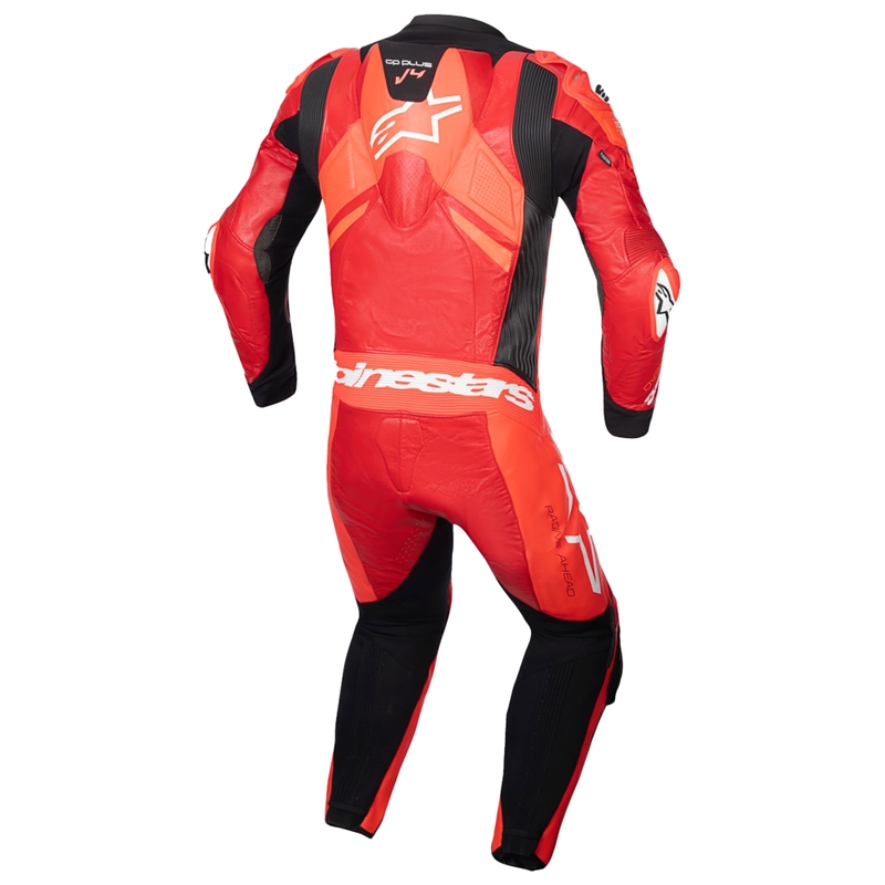 Alpinestars GP Plus V4 Sprint Eendelig Leren Motorpak, Tech-Air Compatibel, Fluo Rood-Rood-Wit-Zwart