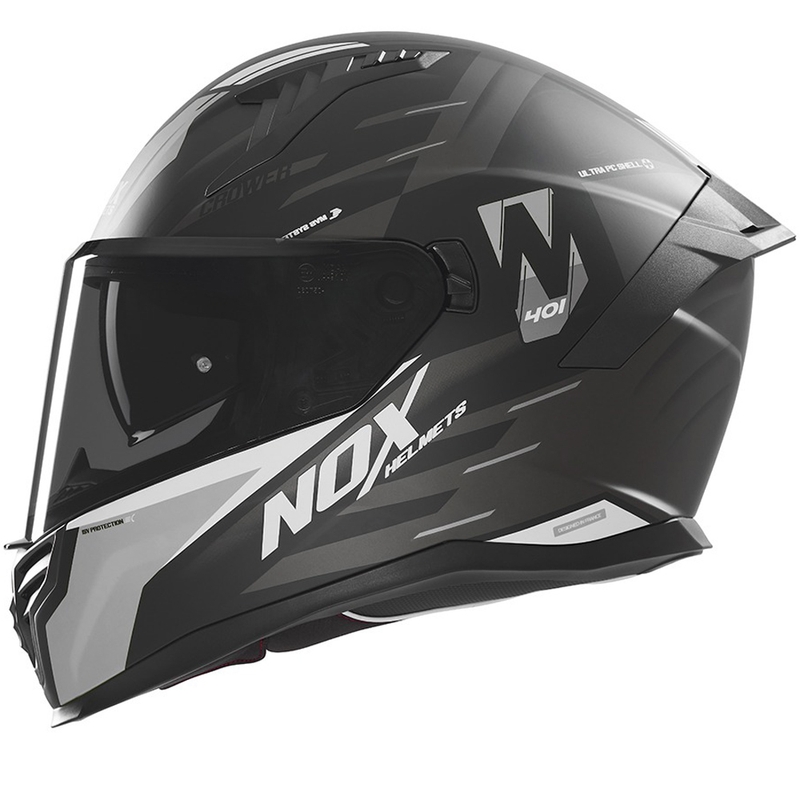 NOX N401 Crower integraal motorhelm mat zwart-zilver