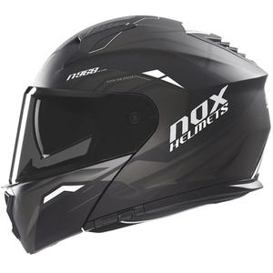 Flip-up motorhelm NOX N968 Ultra mat zwart-wit