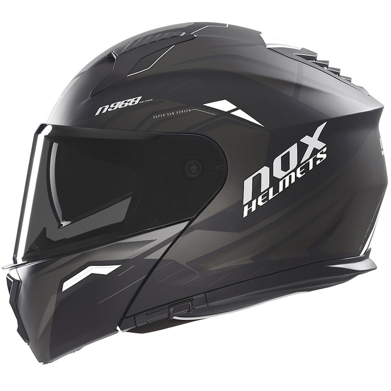 Opklapbare motorhelm NOX N968 Ultra mat zwart-wit