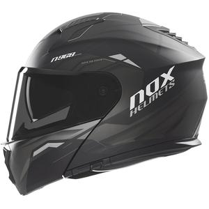 NOX N968 Ultra Flip-Up Motorhelm Mat Zwart-Titanium