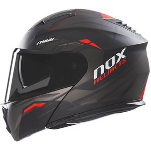 Flip-up motorhelm NOX N968 Ultra mat zwart-rood