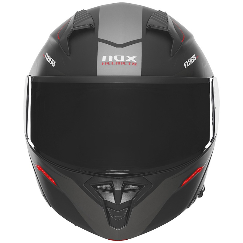 Flip-up motorhelm NOX N968 Ultra mat zwart-rood