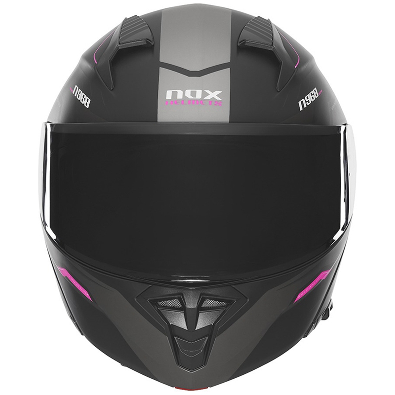 Flip-up motorhelm NOX N968 Ultra mat zwart-roze