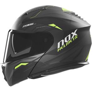 Flip-up motorhelm NOX N968 Ultra mat zwart-fluo geel