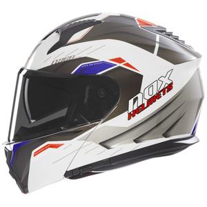 Flip-up motorhelm NOX N968 Ultra wit-grijs