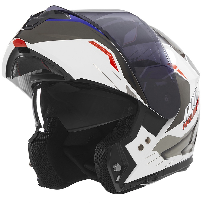 Flip-up motorhelm NOX N968 Ultra wit-grijs