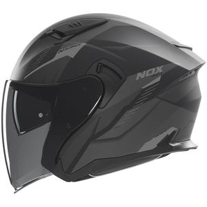Open face motorhelm NOX N130 Myst mat zwart-zilver
