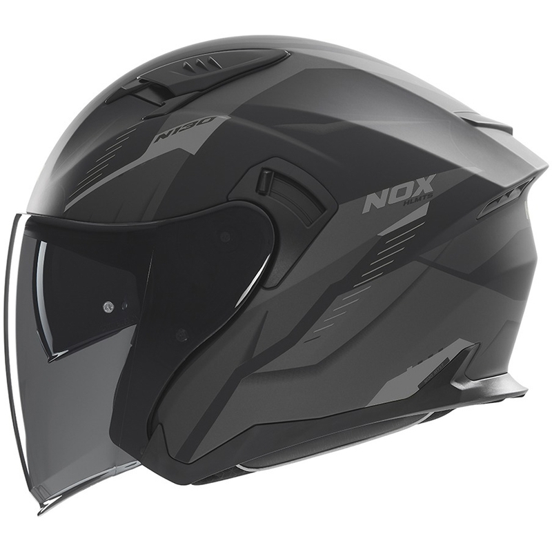 Open face motorhelm NOX N130 Myst mat zwart-zilver