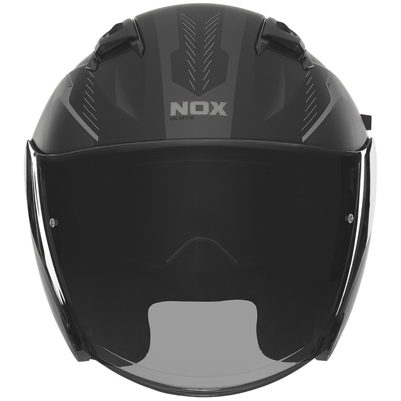 Open face motorhelm NOX N130 Myst mat zwart-zilver