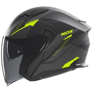 Open face motorhelm NOX N130 Myst mat zwart-fluo geel