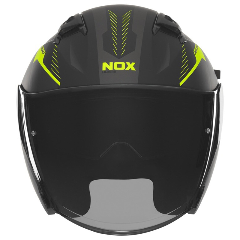 Open face motorhelm NOX N130 Myst mat zwart-fluo geel