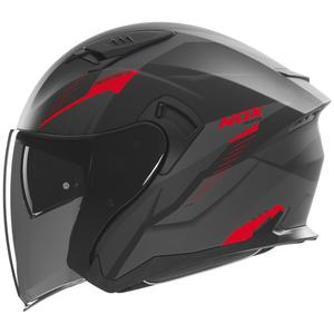 Open face motorhelm NOX N130 Myst mat zwart-rood