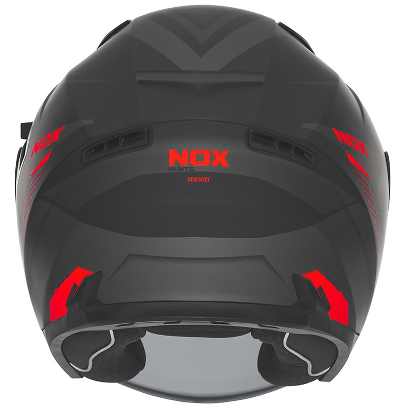 Open face motorhelm NOX N130 Myst mat zwart-rood