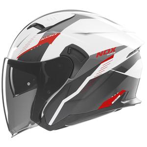 Open face motorhelm NOX N130 Myst wit-zwart-rood