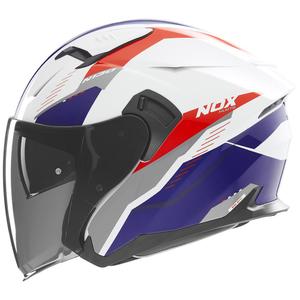 Open face motorhelm NOX N130 Myst wit-blauw-rood