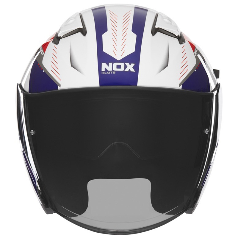 Open face motorhelm NOX N130 Myst wit-blauw-rood