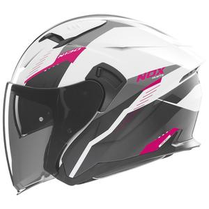 Open face motorhelm NOX N130 Myst wit-zwart-roze