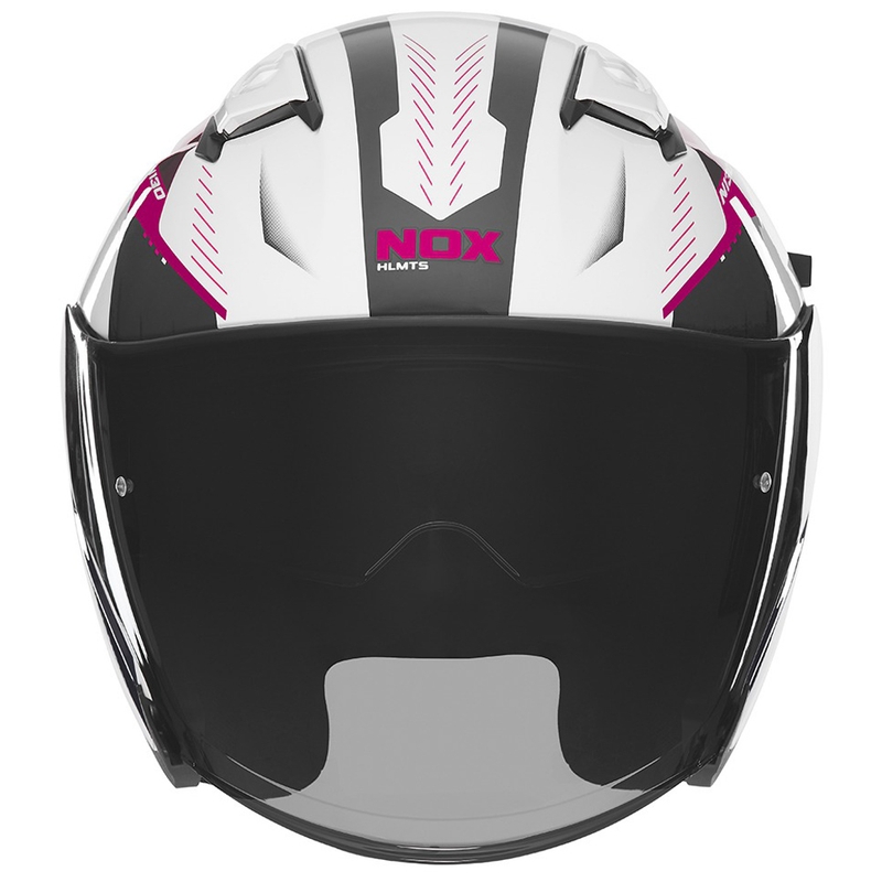 Open face motorhelm NOX N130 Myst wit-zwart-roze