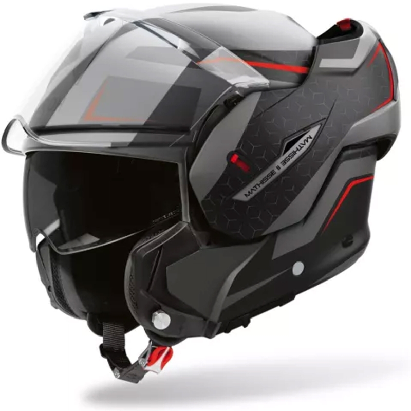 Airoh Mathisse 2 Magnet flip-up motorhelm mat grijs-zwart-rood