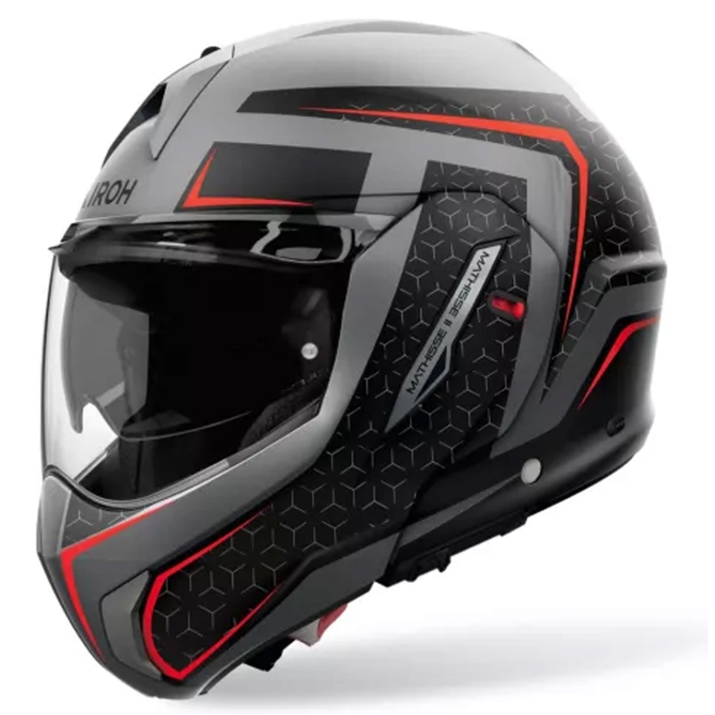 Airoh Mathisse 2 Magnet flip-up motorhelm mat grijs-zwart-rood