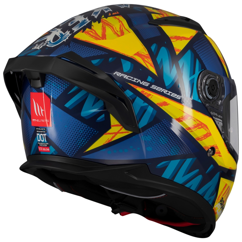 Integraal motorhelm MT Braker SV Fury blauw-geel