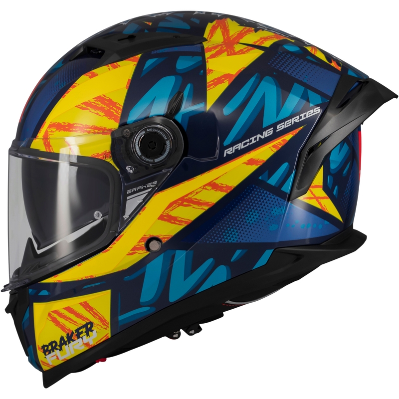 Integraal motorhelm MT Braker SV Fury blauw-geel