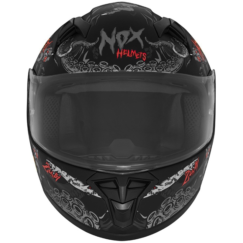 Kinder integraal motorhelm NOX N731 ZUMBI mat zwart-rood