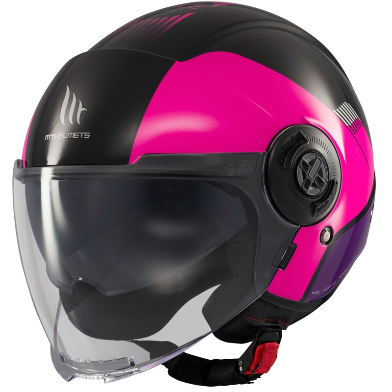 Open face motorhelm MT Viale SV S Advance zwart-roze