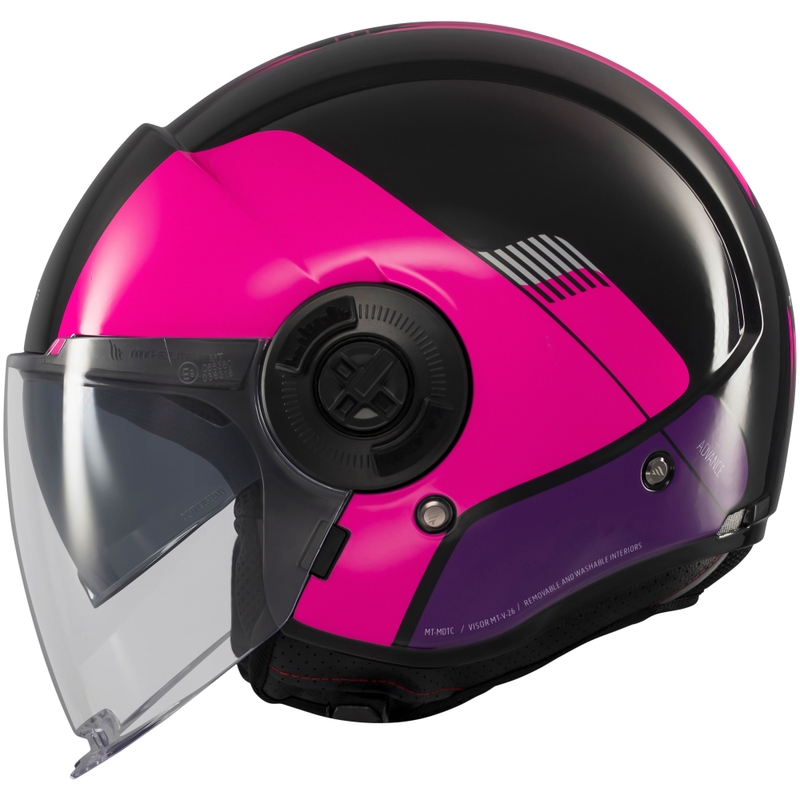 Open face motorhelm MT Viale SV S Advance zwart-roze