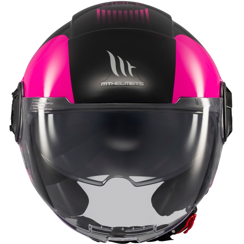 Open face motorhelm MT Viale SV S Advance zwart-roze