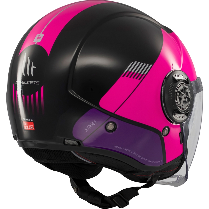 Open face motorhelm MT Viale SV S Advance zwart-roze