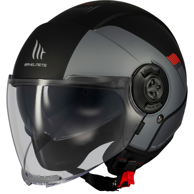 Open face motorhelm MT Viale SV S Advance mat zwart-grijs
