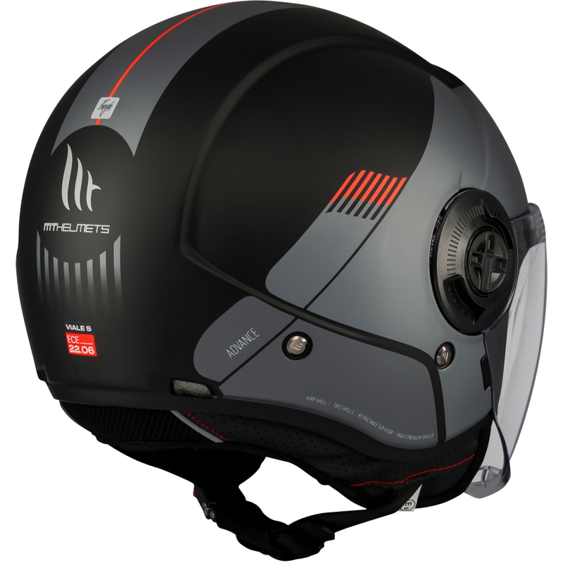 Open face motorhelm MT Viale SV S Advance mat zwart-grijs