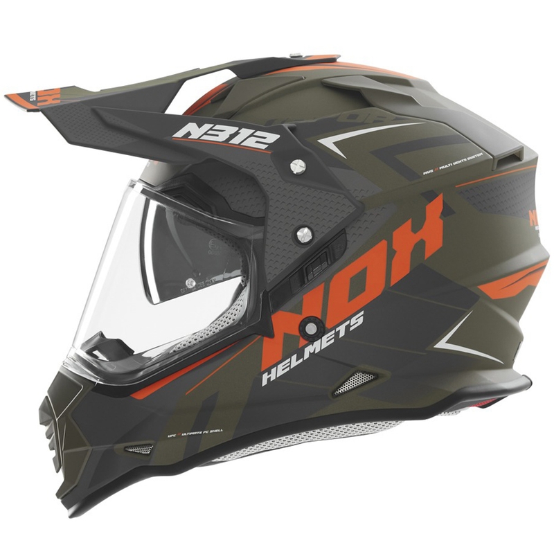 Enduro motorhelm NOX N312 Vapor mat khaki-oranje