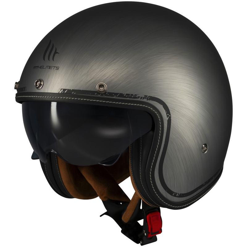 Open face motorhelm MT Le Mans 2 SV Scratched Chrome mat grijs