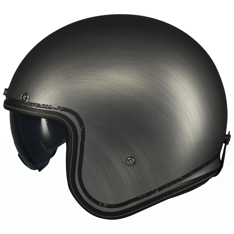 Open face motorhelm MT Le Mans 2 SV Scratched Chrome mat grijs