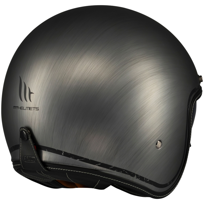 Open face motorhelm MT Le Mans 2 SV Scratched Chrome mat grijs
