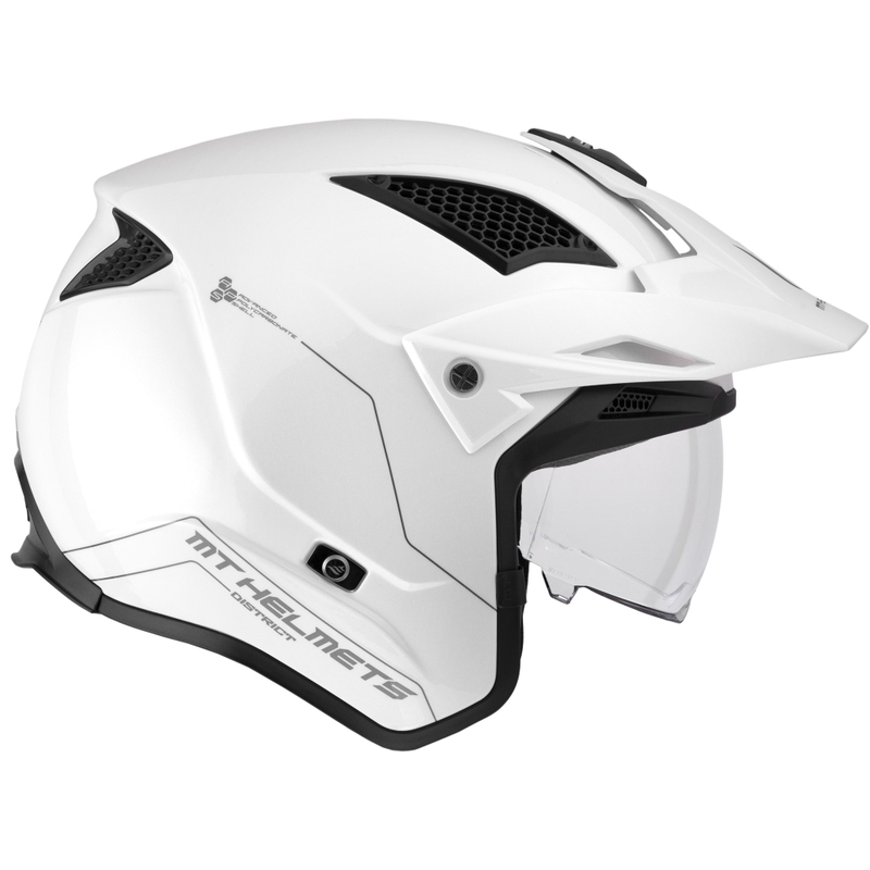 Open face trial motorhelm MT District SV Solid wit