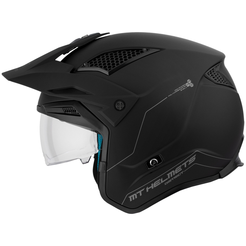 MT District SV Solid Open Face Trial Motorhelm Mat Zwart