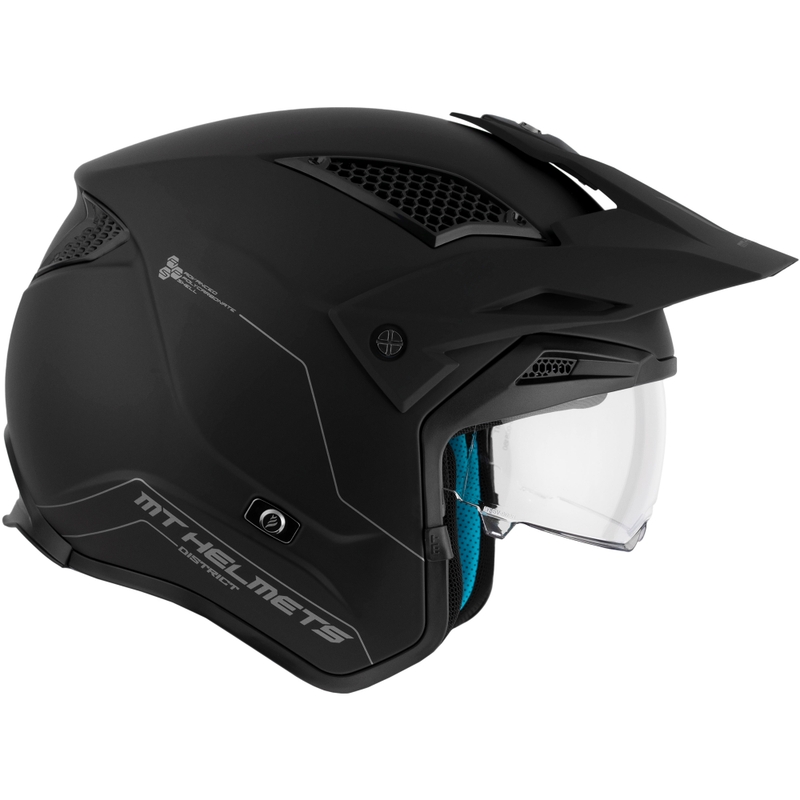 MT District SV Solid Open Face Trial Motorhelm Mat Zwart