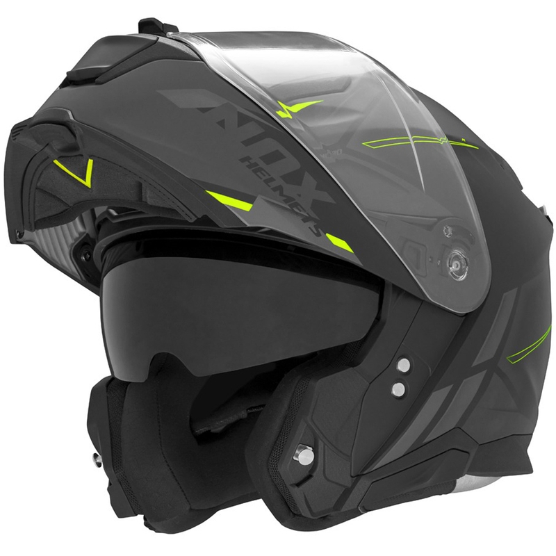 Opklapbare motorhelm NOX N967 Synchro matzwart-fluorgeel