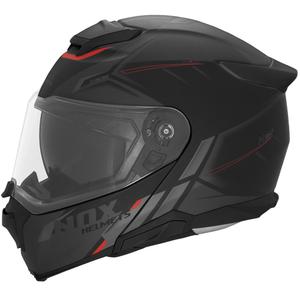 Flip-up motorhelm NOX N967 Synchro mat zwart-rood