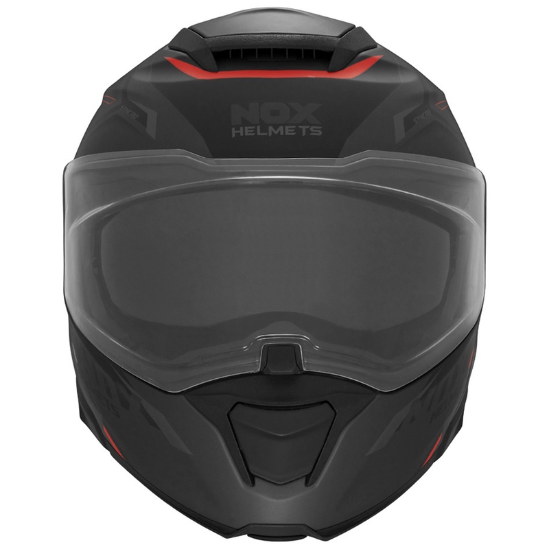 Opklapbare motorhelm NOX N967 Synchro matzwart-rood