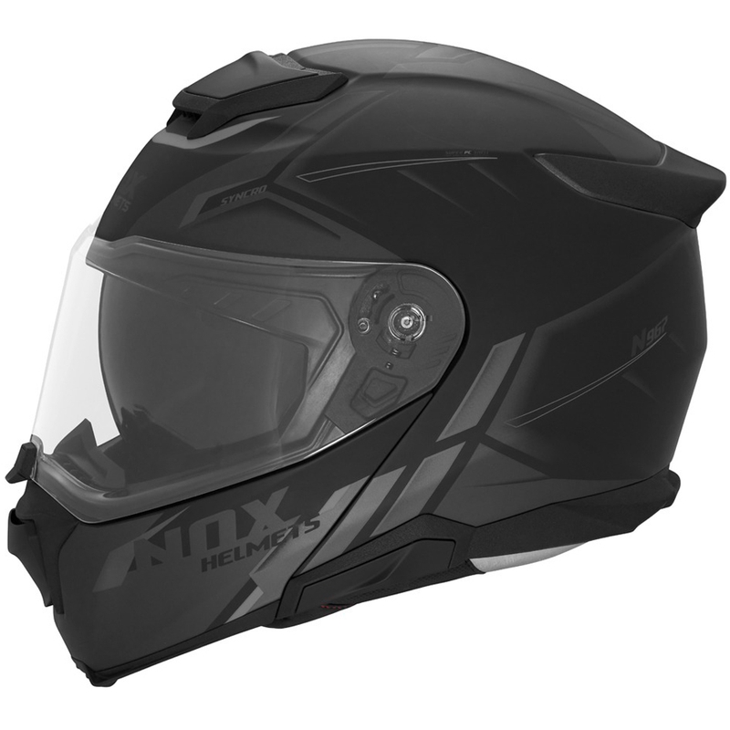 Opklapbare motorhelm NOX N967 Synchro matzwart-grijs