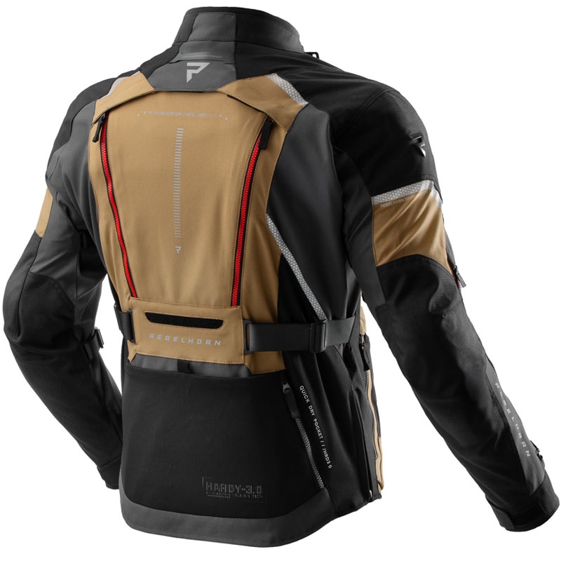 Rebelhorn Hardy 3.0 beige-grijs-rode motorjas
