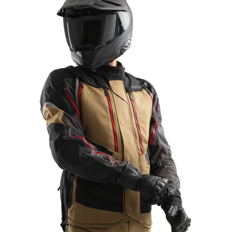 Rebelhorn Hardy 3.0 beige-grijs-rode motorjas